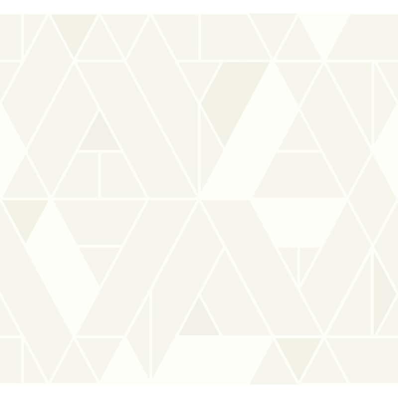 Seabrook Designs Parket Geometric Triangles Unpasted Wallpaper - 27 in. W x 27 ft. L - Cream & Metallic Ivory