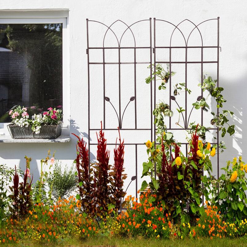 4 Pack Metal Garden Trellis Rustproof Trellis for Climbing Plants Outdoor Flower Support Black