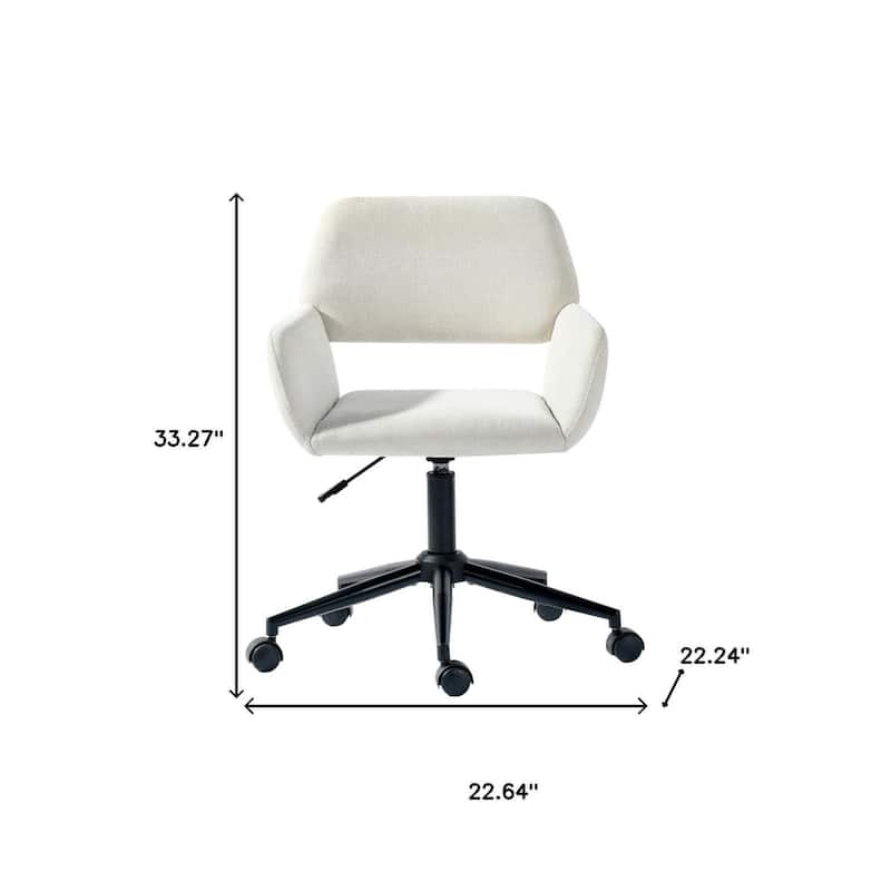 Beige and Black Adjustable Height Swivel Rolling Office Chair