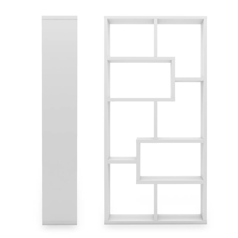 DH BASIC Modern Geometric 8-Shelf Open-Back Bookcase by Denhour