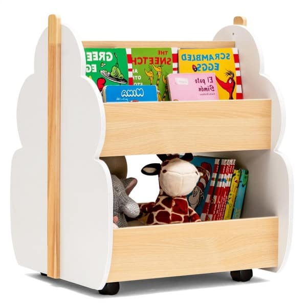 slide 2 of 13, Kids Wooden Bookshelf with Universal Wheels - 20.5" x 18" x 25"