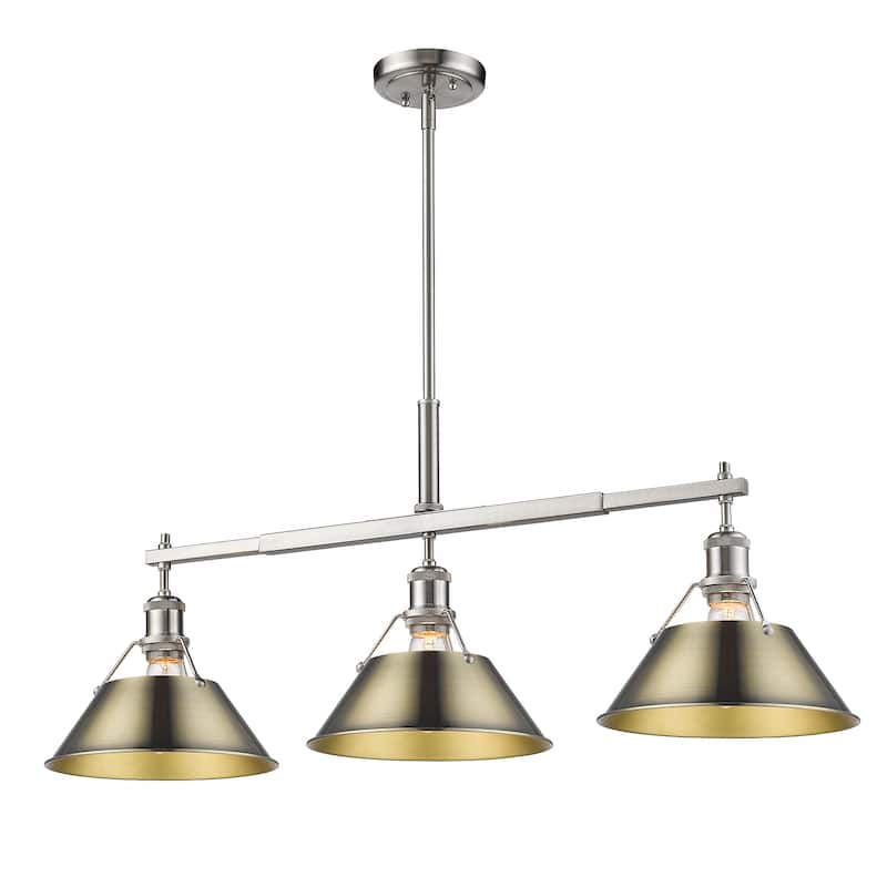 Yep by Golden Lighting Orwell 3-light Island Light in Pewter and Aged Brass shade - Silver