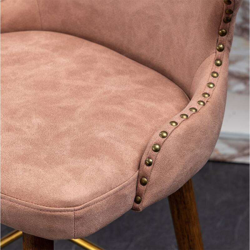 Modern Faux Leather Tufted Nailhead Trim Counter Stool Set of 2