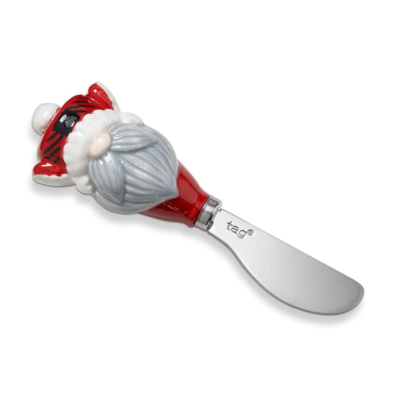 Lars Gnomie Cheese Spreader Red Multi Ceramic Cutlery Serving Accessory Hand Wash Only 1.31 in h x 5.5 in l x 2 in w