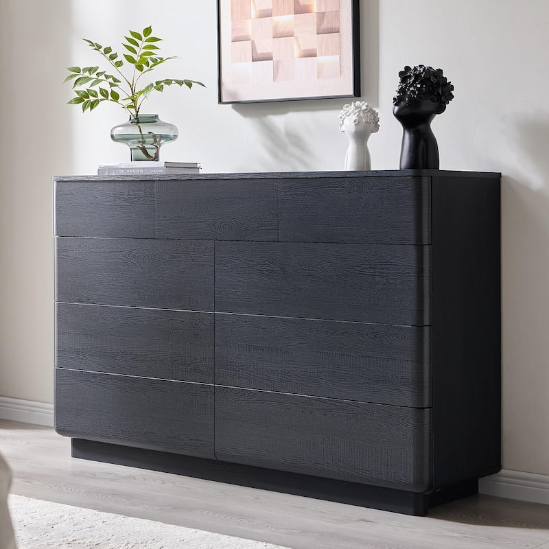 Modern 9 Drawer Dresser for Bedroom, Chest of Drawers, TV Stand - Black