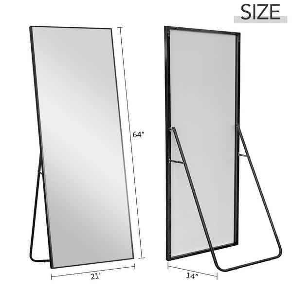 dimension image slide 16 of 19, Dovelina Modern Full Length Floor Mirror - Freestanding Vanity Mirror for Bathroom or Living Space