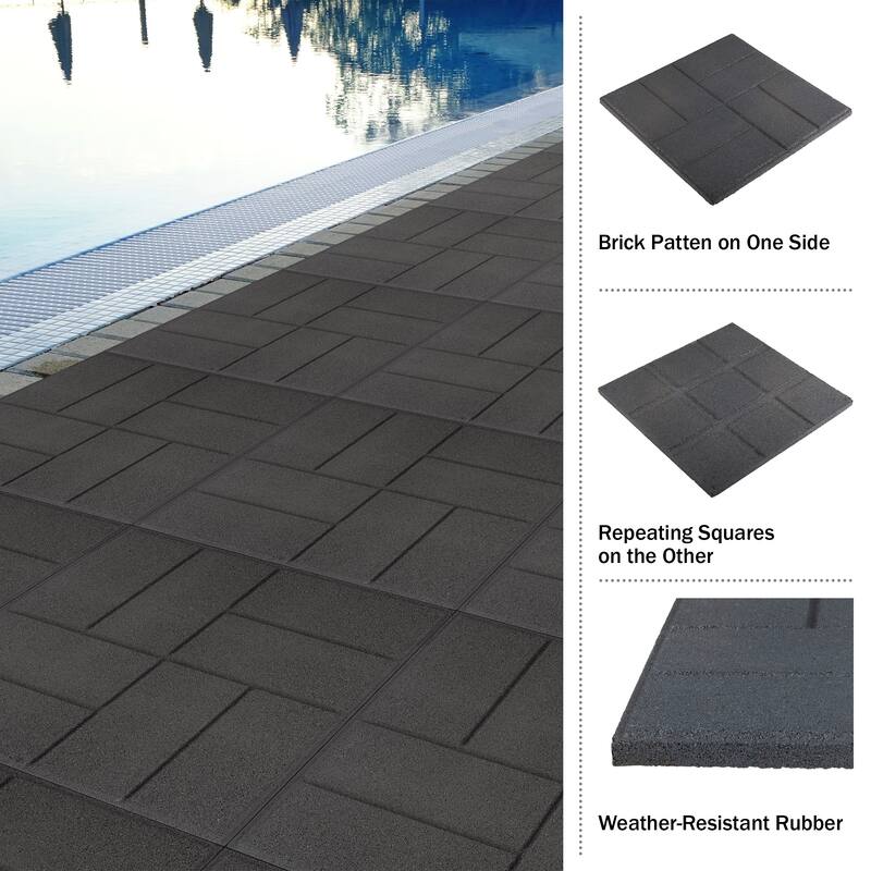 Pure Garden Rubber Deck Tiles 8-Pack - 28SQFT Outdoor Flooring Pavers