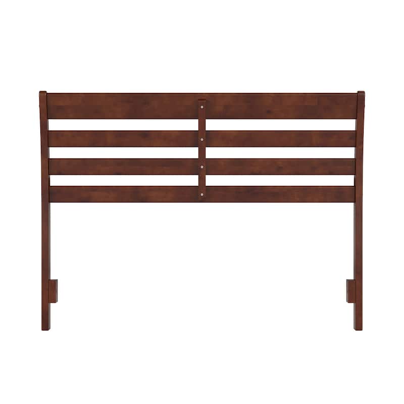 Solid Wood Headboard Full Size - Walnut Finish, USB Charger, Modern Bedroom Decor