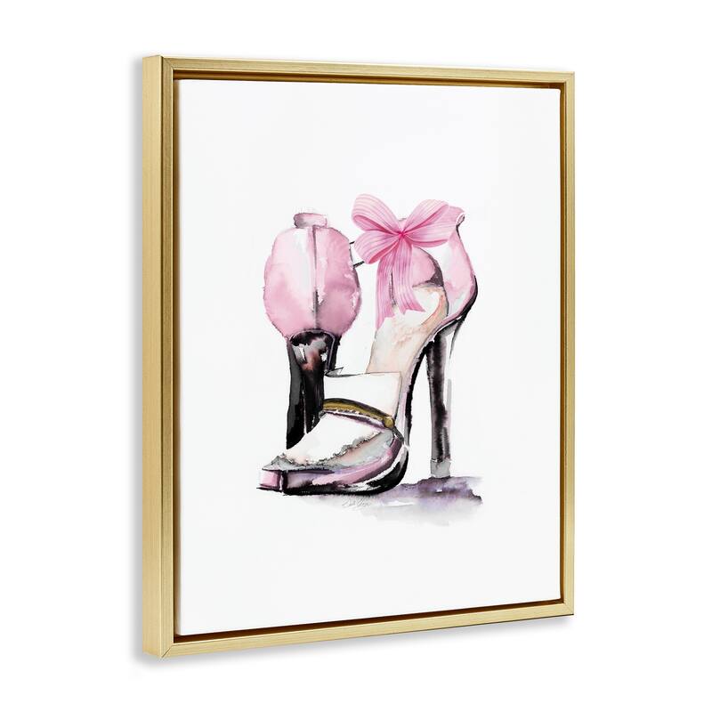 Stupell Pastel Pink Luxe Heels Framed Floater Canvas Wall Art Design By Stella Chang