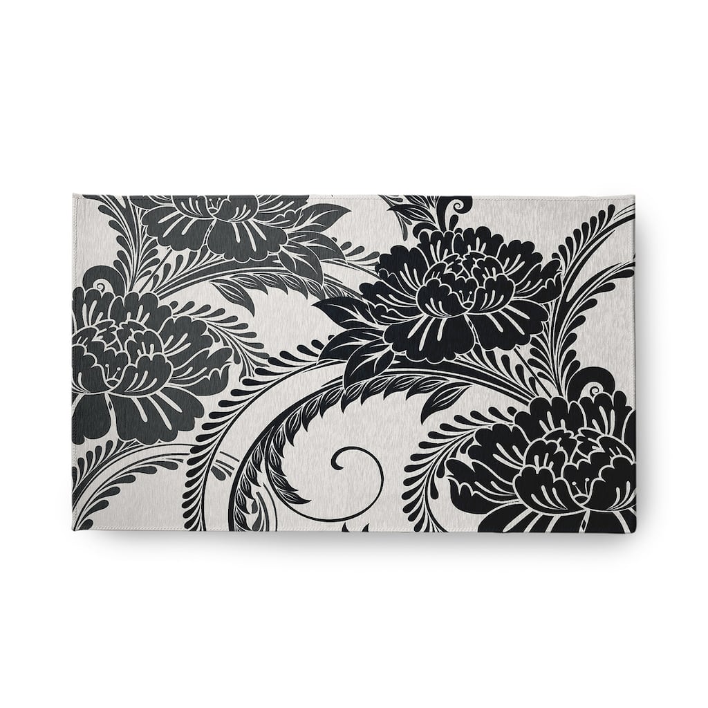 Flower Flourish French Country Chenille Area Rug