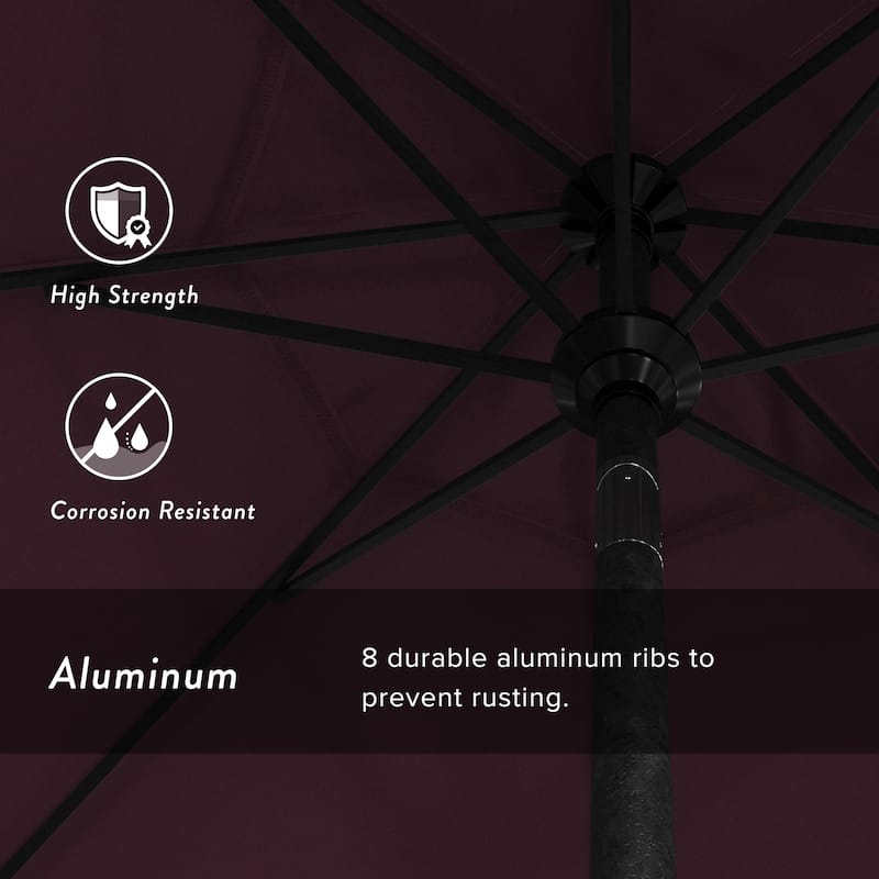 California Umbrella 9' Rd. Aluminum Patio Umbrella, Deluxe Crank Lift with Collar Tilt, Black Frame Finish, Pacifica Fabric