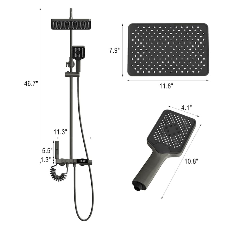 46.7"H Elegant Shower Upgrade Concealed Spout Independent Control