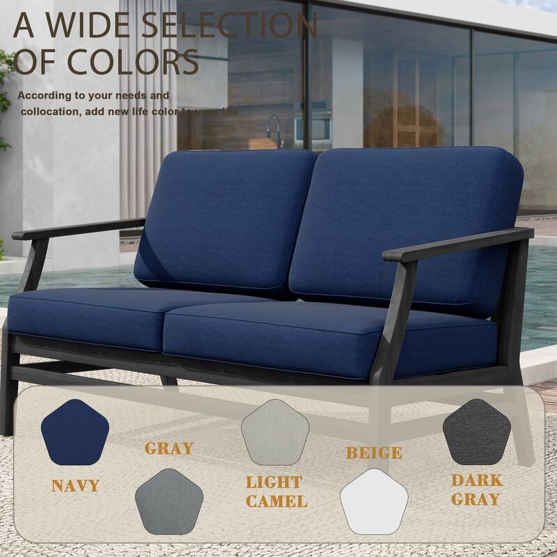 Patio Teak Wood Outdoor Loveseat Sofa with Cushions