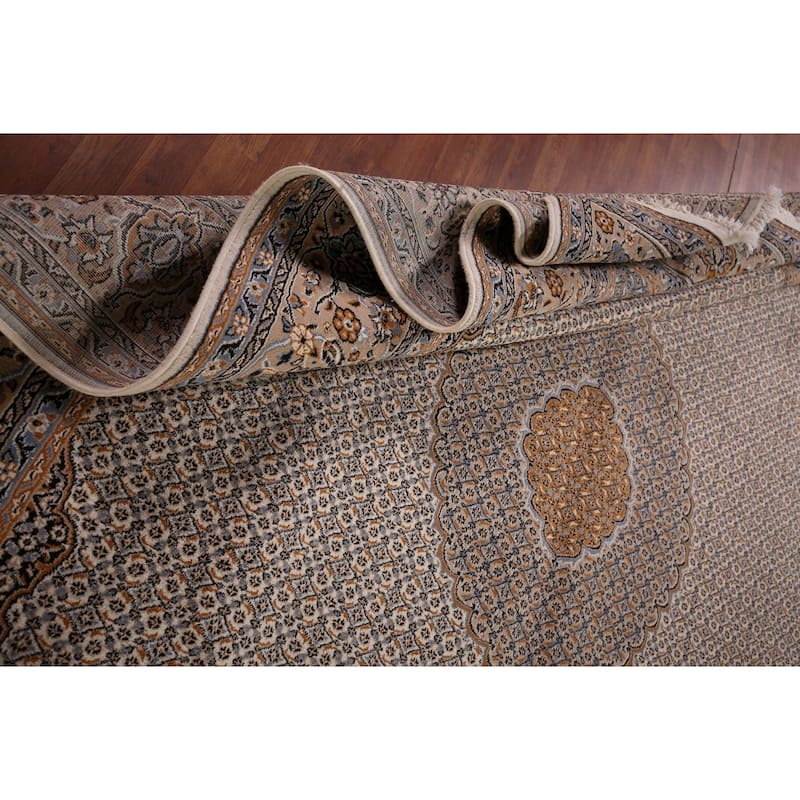 Traditional Kashan Turkish Area Rug Machine Made Beige Carpet - 9'9" x 13'1"