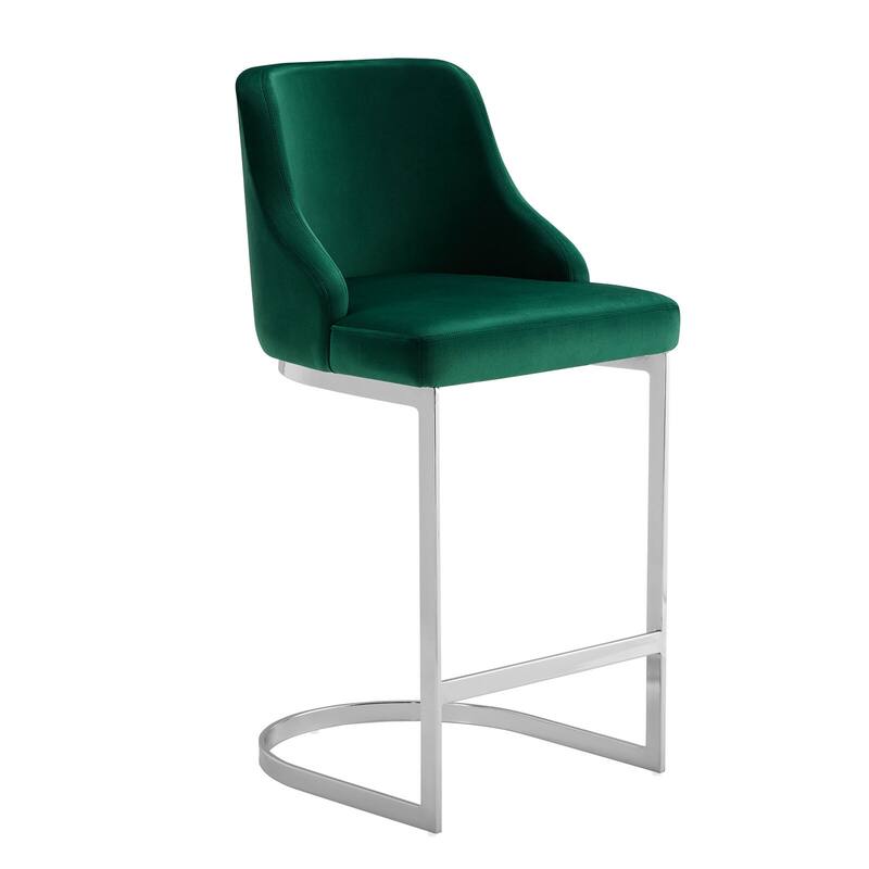 25.8'' Velvet/Leather Counter Height Bar Stools, Set of 2/3 - 36.6"H x 18.9"W x 20.5"D - Single - Velvet-Green