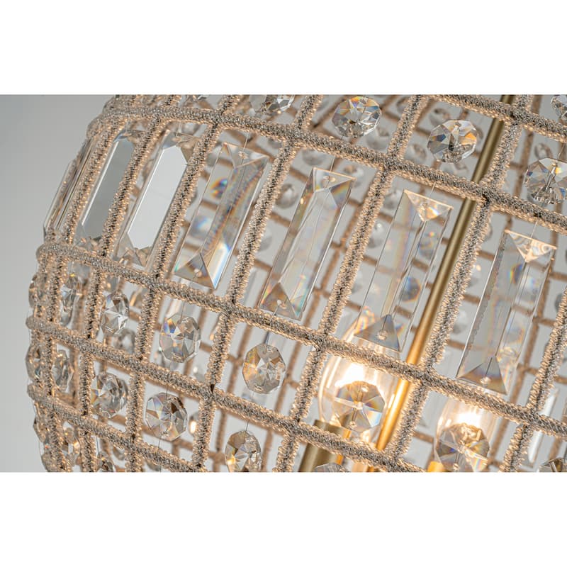 1/3-Light Vintage And Glam Antique Gold Crystal Globe Chandelier Ornate Sphere Pendant Light