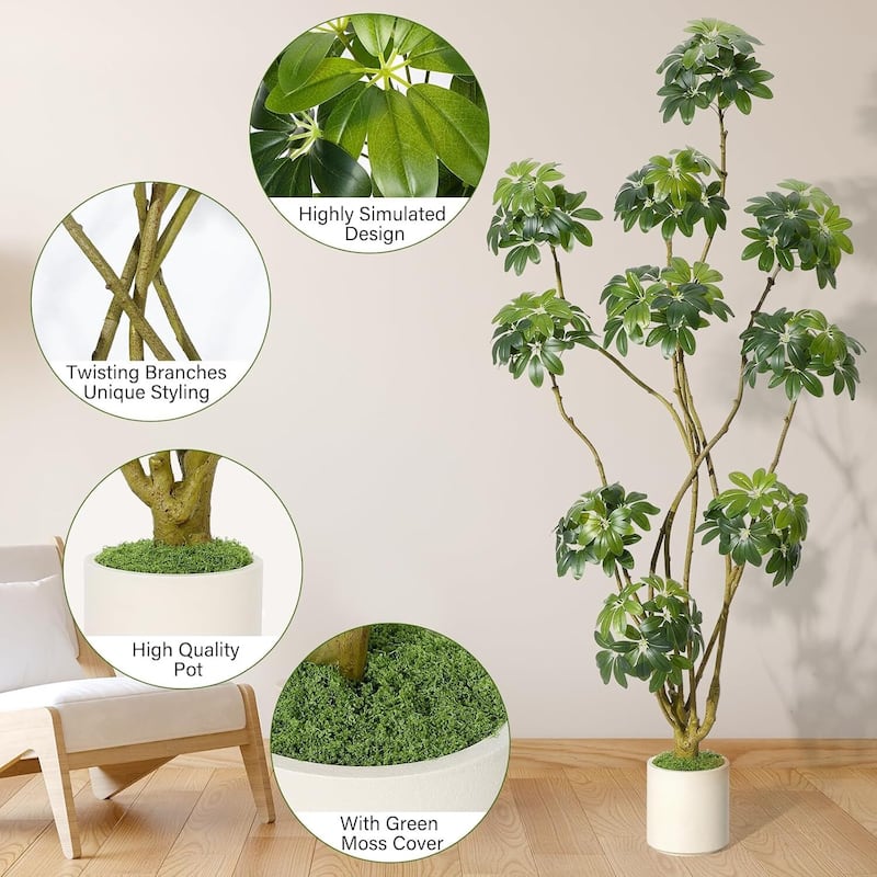 Artificial Umbrella Schefflera Tree, Fake Plant for Home Decor