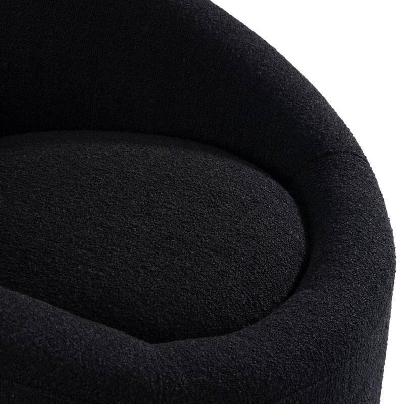 Modrest Dowsett Modern Black Fabric Swivel Accent Chair