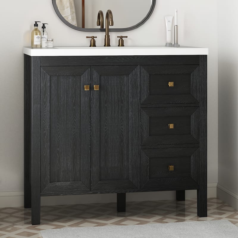 Moasis 36"/42" Bathroom Vanity Cabinet Set with Sink Combo and 3 Drawers & Cabient - 36" - Black