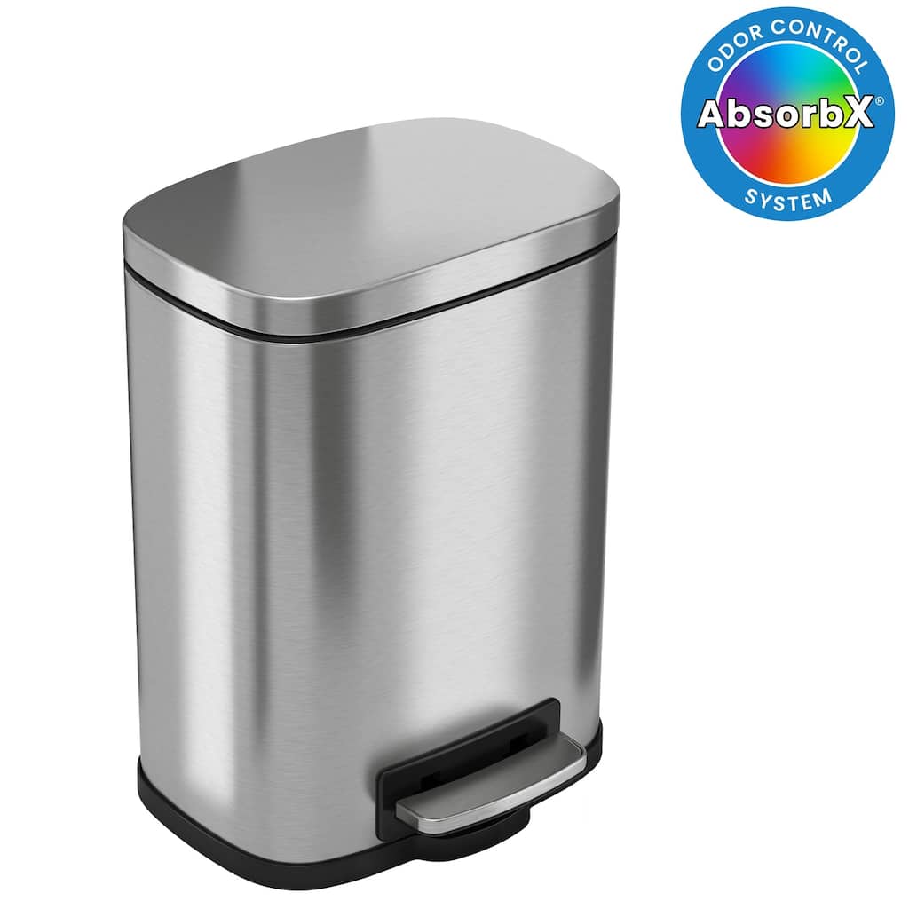 iTouchless 1.32 Gallon / 5 Liter SoftStep Stainless Steel Bathroom Trash Can with Odor Filter