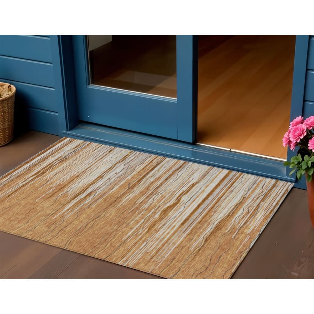 HomeRoots Striped Transitional Rectangle Outdoor Rug