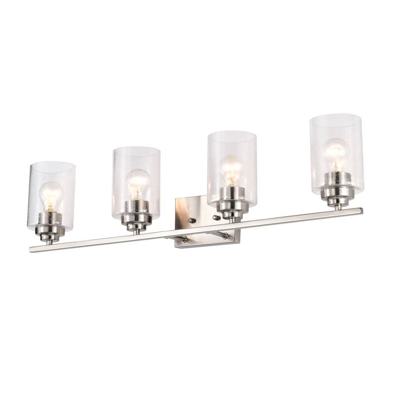 Brushed Nickel 4-Light Vanity Lights with Seedy Glass Shades