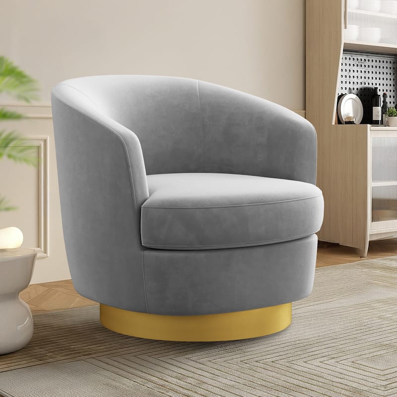 360 Degree Velvet Swivel Club Chair, Soft & Comfotable - 1 Piece - Charcoal