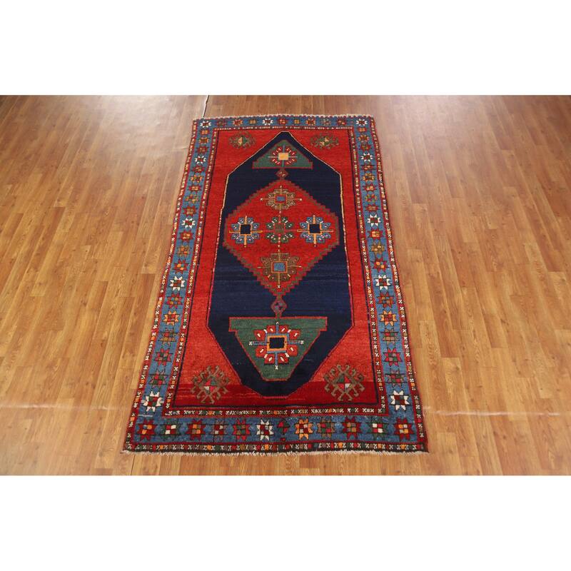 Hand Knotted Oriental 100% Wool Carpet Traditional Tribal Red Kazak Area Rug - 7' 6'' X 4' 2''