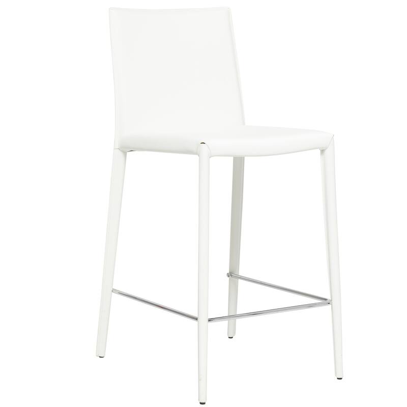 Prima Modern Leather & Metal Counter Stool - Contract Grade - Off-White