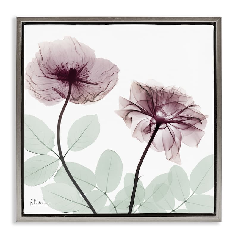 Stupell Delicate Floral Bunches Framed Floater Canvas Wall Art Design By Albert Koetsier - 18 x 18 - Grey