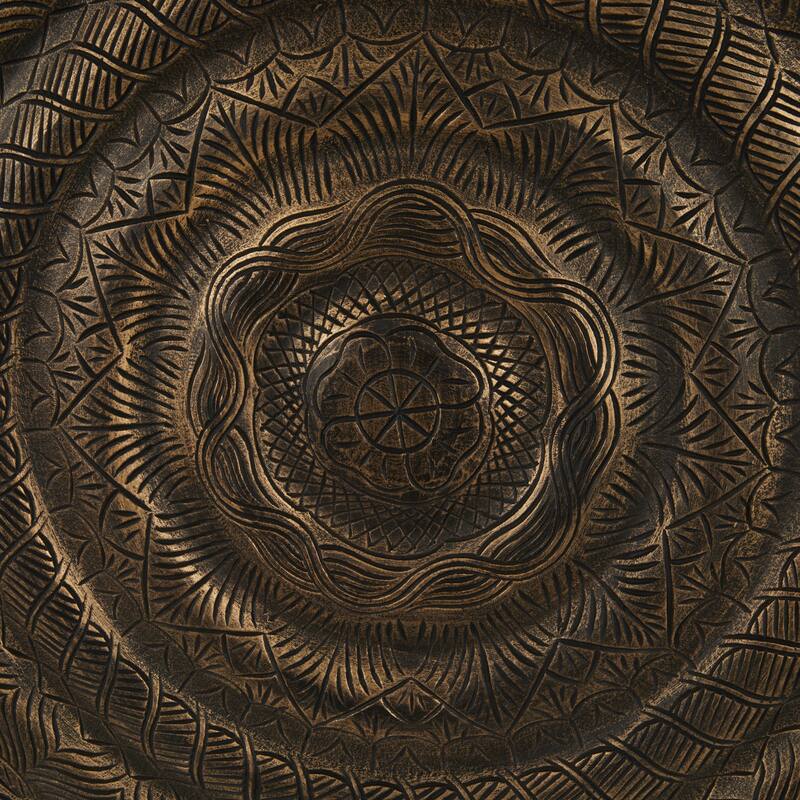 Wooden Floral Carved Wall Decor with Scroll and Leaf Details - Bronze - Roche River Decor