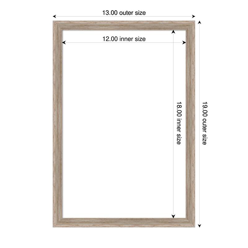 Amanti Art Hardwood Wedge Mocha Framed Dry Erase Magnetic Board - 13 x 19 in - Hardwood Wedge White Wash