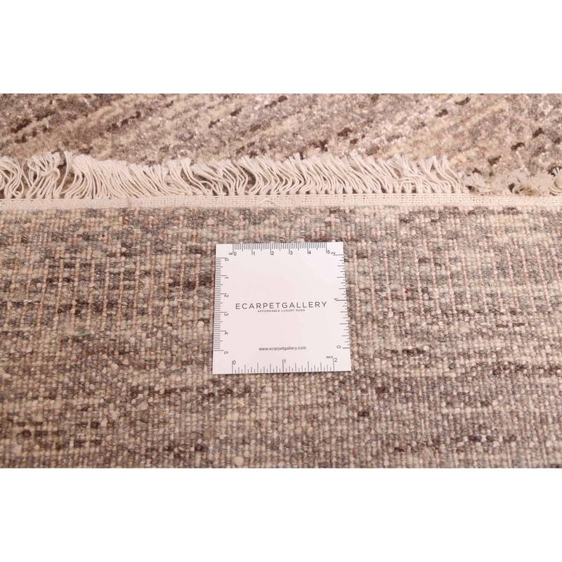 ECARPETGALLERY Hand-knotted Finest Silk Shadow Taupe Viscose, Wool Rug - 9'0 x 12'2