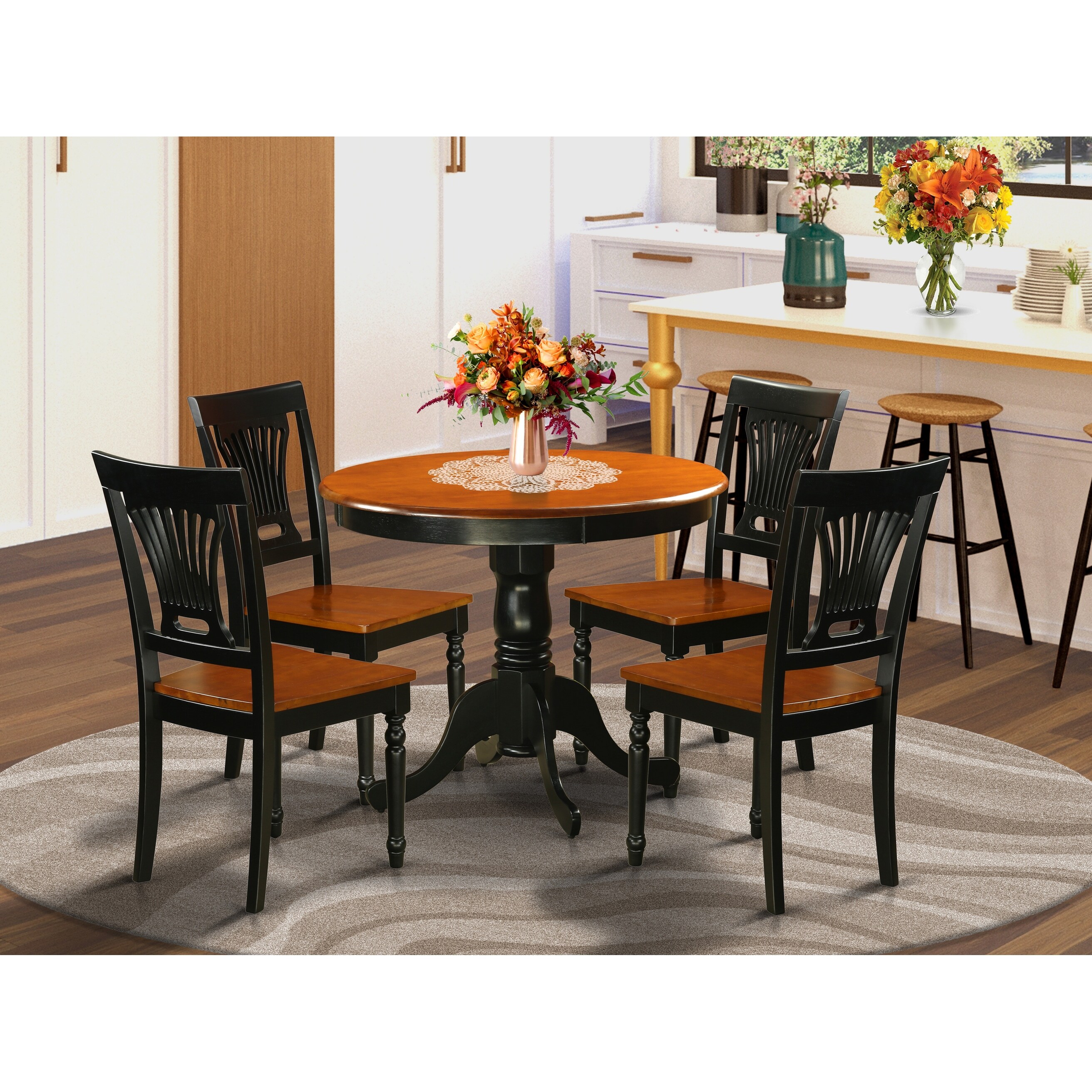 Shop Antique 5 Piece Dining Set With Wooden Chairs Overstock 12028010