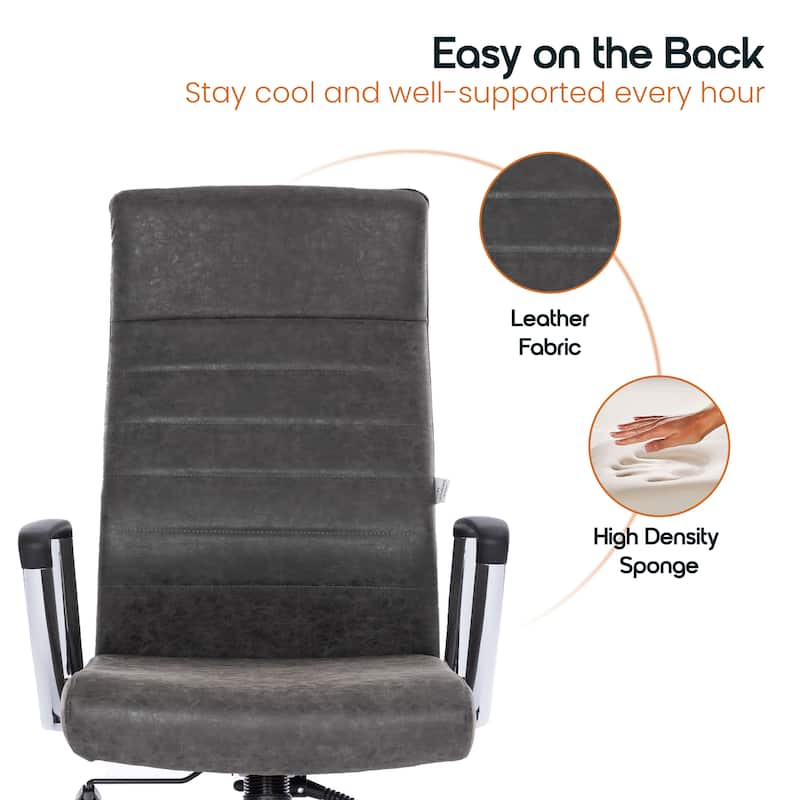 Hilton Modern High Back Ergonomic Leather Office Chair with Adjustable Height, Swivel, and Tilt for Conference or Executive Desk