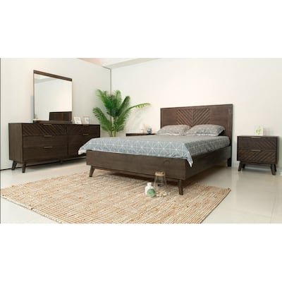 Modrest Daisy Mid-Century Dark Acacia Bed