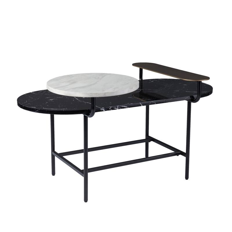 42" Black Manufactured Wood And Metal Free Form Coffee Table - 23" H x 42" W x 30" D