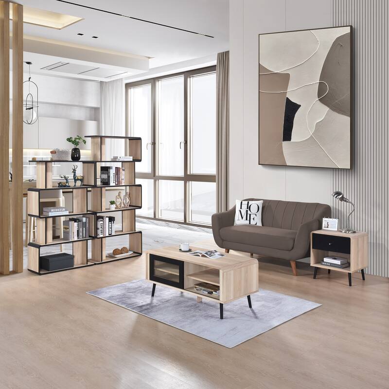 Nathan Collection Oak Black Laminated Wood 3, 4, or 5-Shelf Bookcase