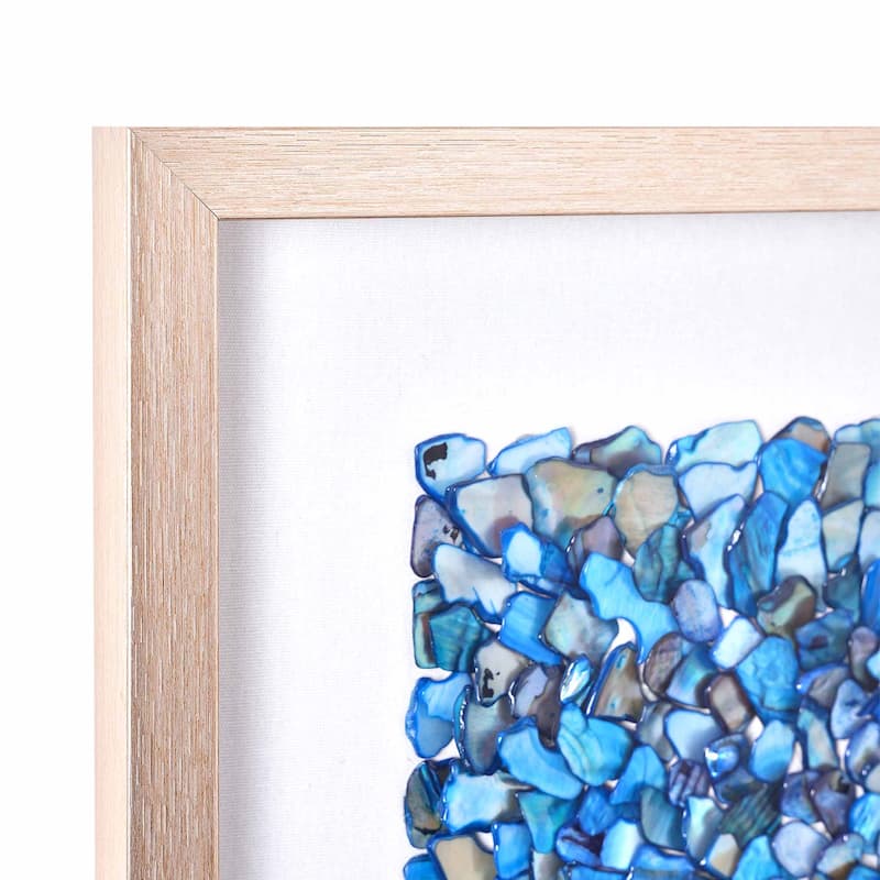 American Art Decor 2-Piece Coastal Seashell & Sea Glass Shadowbox Framed Wall Art Set