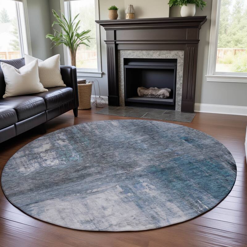 Premium Washable Super Soft Modern Watercolor Mayfield Rug - Blue - 8' x 8'