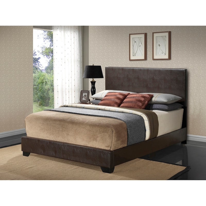 Queen Faux Leather Upholstered Panel Bed - 86" - Brown