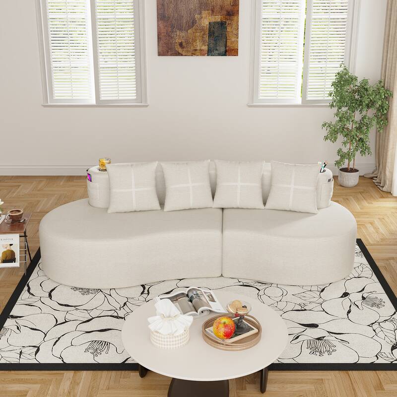 Modern Curved Sectional 3 Seat Minimalist Elegant Half Moon Sofa Compressed Modular Sectional Sofa for Living Room, Office