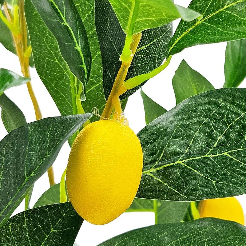 12x12x31.5"H Artificial PEVA Lemon Tree with Lifelike Greenery and Black Plastic Pot - Black,Green,Yellow