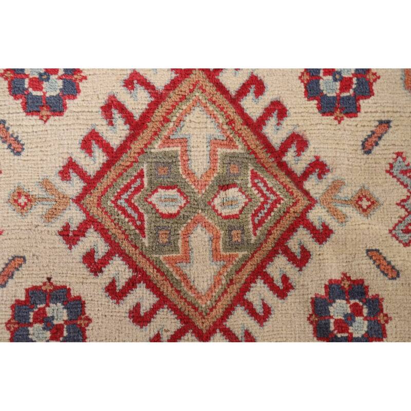 Hand Knotted Oriental 100% Wool Carpet Traditional Geometric Red Kazak Area Rug - 9' 10'' X 6' 7''