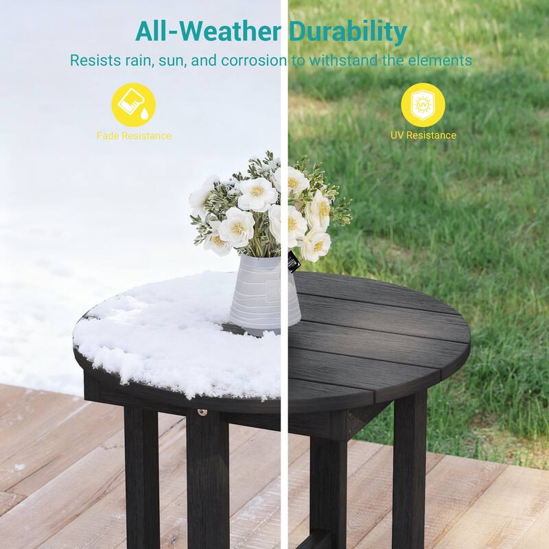 HDPE All-weather Outdoor Side Table, Easy Install Patio Table