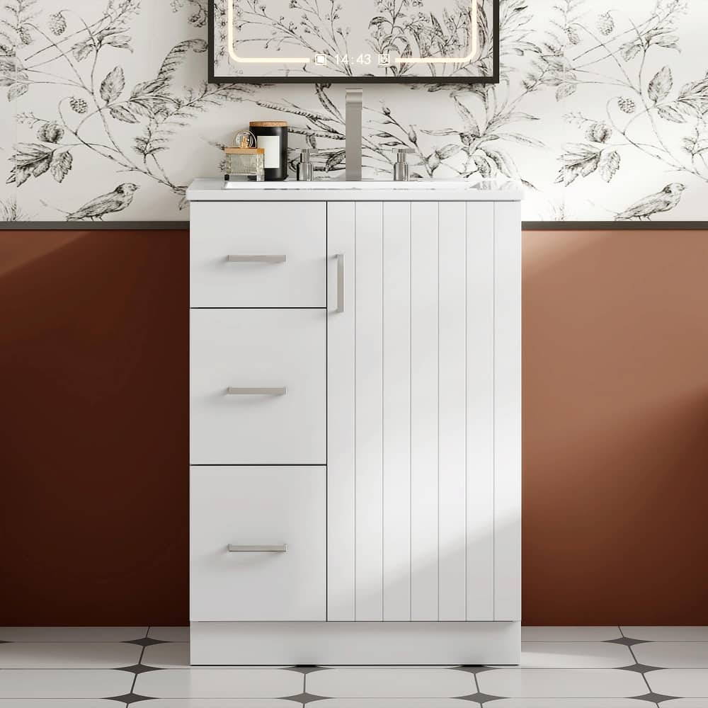 24" Modern Bathroom Vanity with Sink, Small Bathroom Sink Cabinet