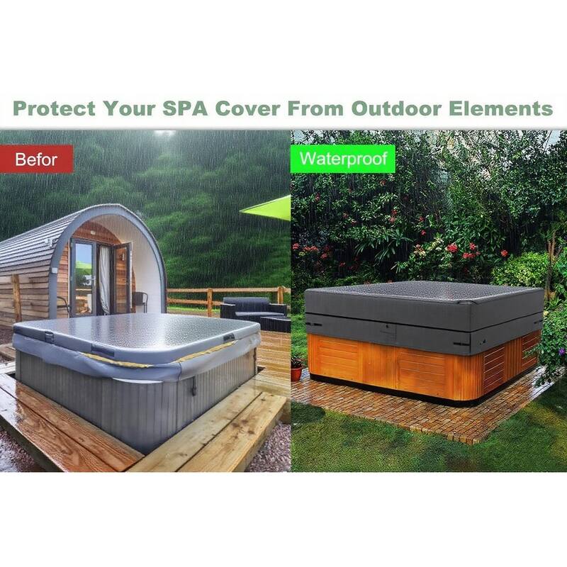 Heavy Duty 420D Waterproof Hot Tub Cover – Square Spa Protector, Fits 87"x87", Grey Outdoor Patio Replacement - 87"x87"x22"