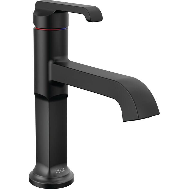 Delta 589-LPU-DST Tetra 1.2 GPM Single Hole Bathroom Faucet Less Drain - Matte Black
