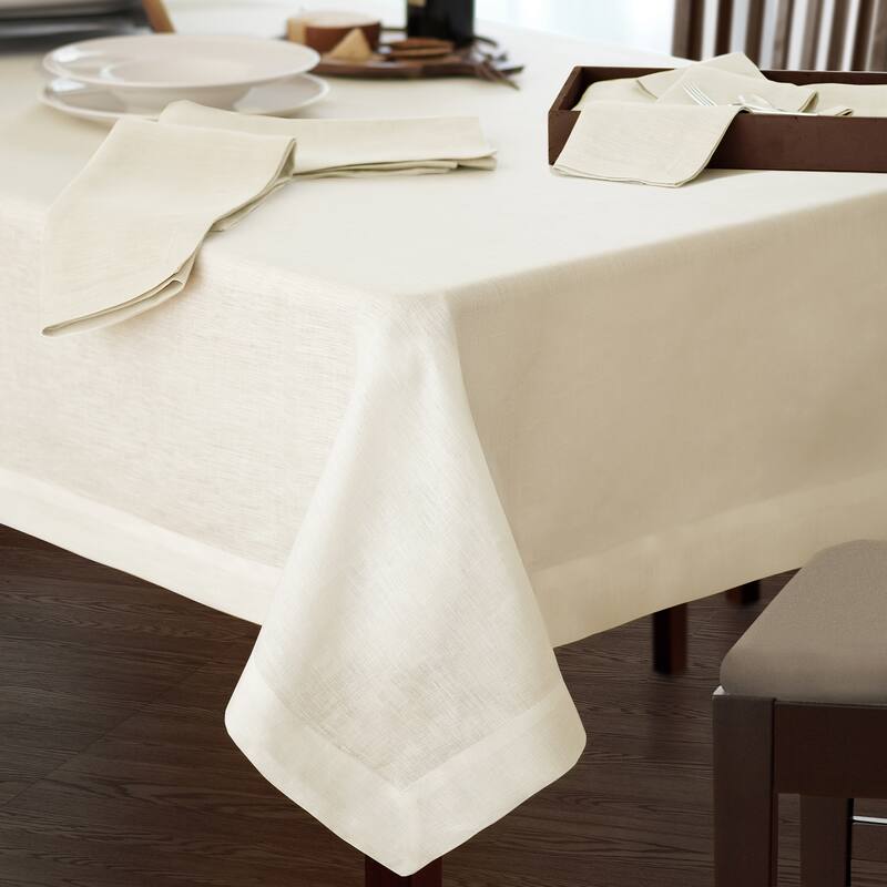 Villeroy and Boch La Classica Luxury Linen Fabric Tablecloth - 70"x96" - Ivory
