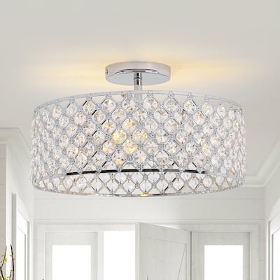 15" Modern Crystal Semi-Flush Mount Ceiling Light